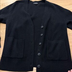 Rag & Bone Classic Black Cashmere cardigan blue tipped cuff Sweater
